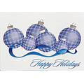 Raised Blue/ Silver Plaid Ornament Holiday Greeting Card (5"x7")